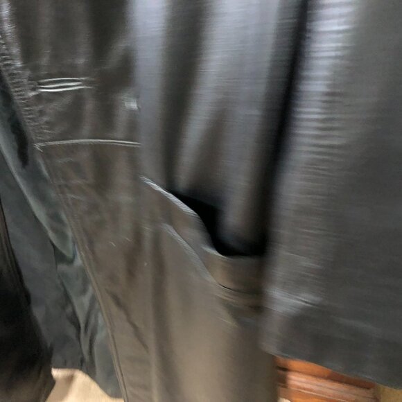 Vintage Charles Klein Womens Leather Trench Cota Small Black Button Front Biker - Picture 14 of 16